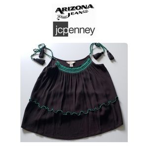 💕Adorable Black/Turquoise Tie Top by Arizona Sz M